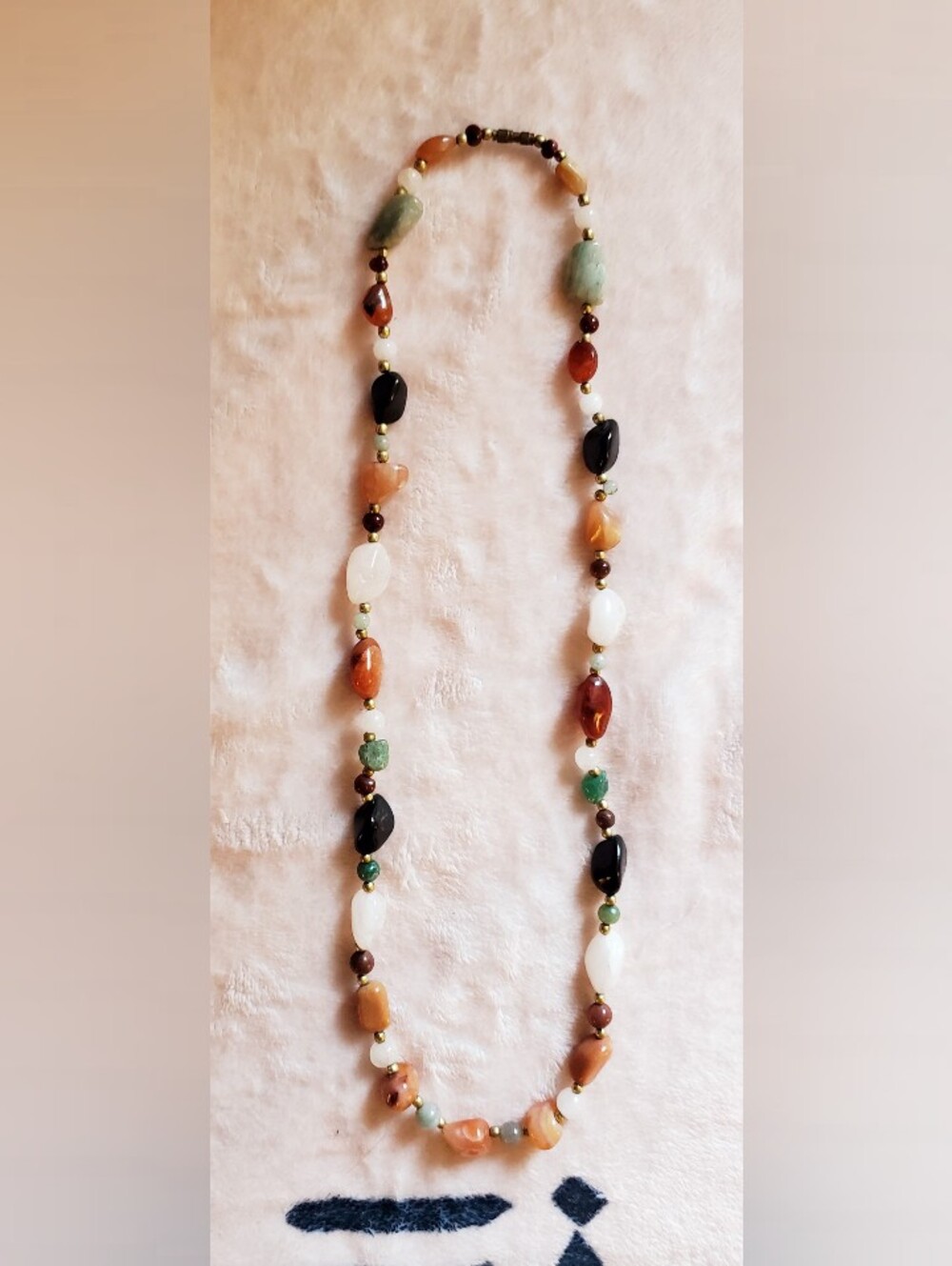 Beggar Beads Natural Stone Beaded Necklace With Brass Spacers